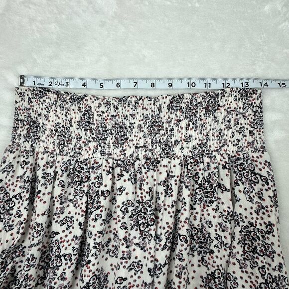 Free People Women's Size S Mini Skirt Skort Micro Floral Smocked Waist White - Picture 9 of 10